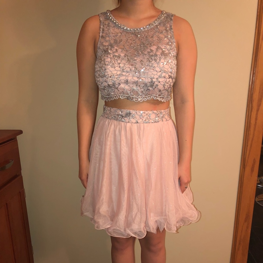 Two Piece Silver and Blush Dress